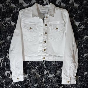 NWT - CALVIN KLEIN WHITE CROPPED JEAN JACKET